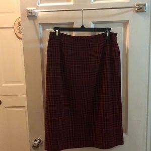 Red Hounds Tooth Pencil Skirt